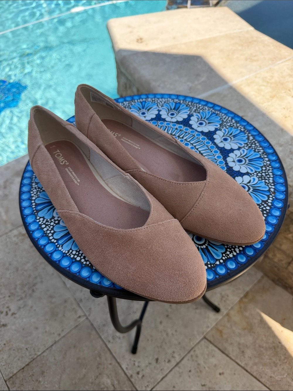 Toms Women's Suede Pointed Flats in Blush Tan